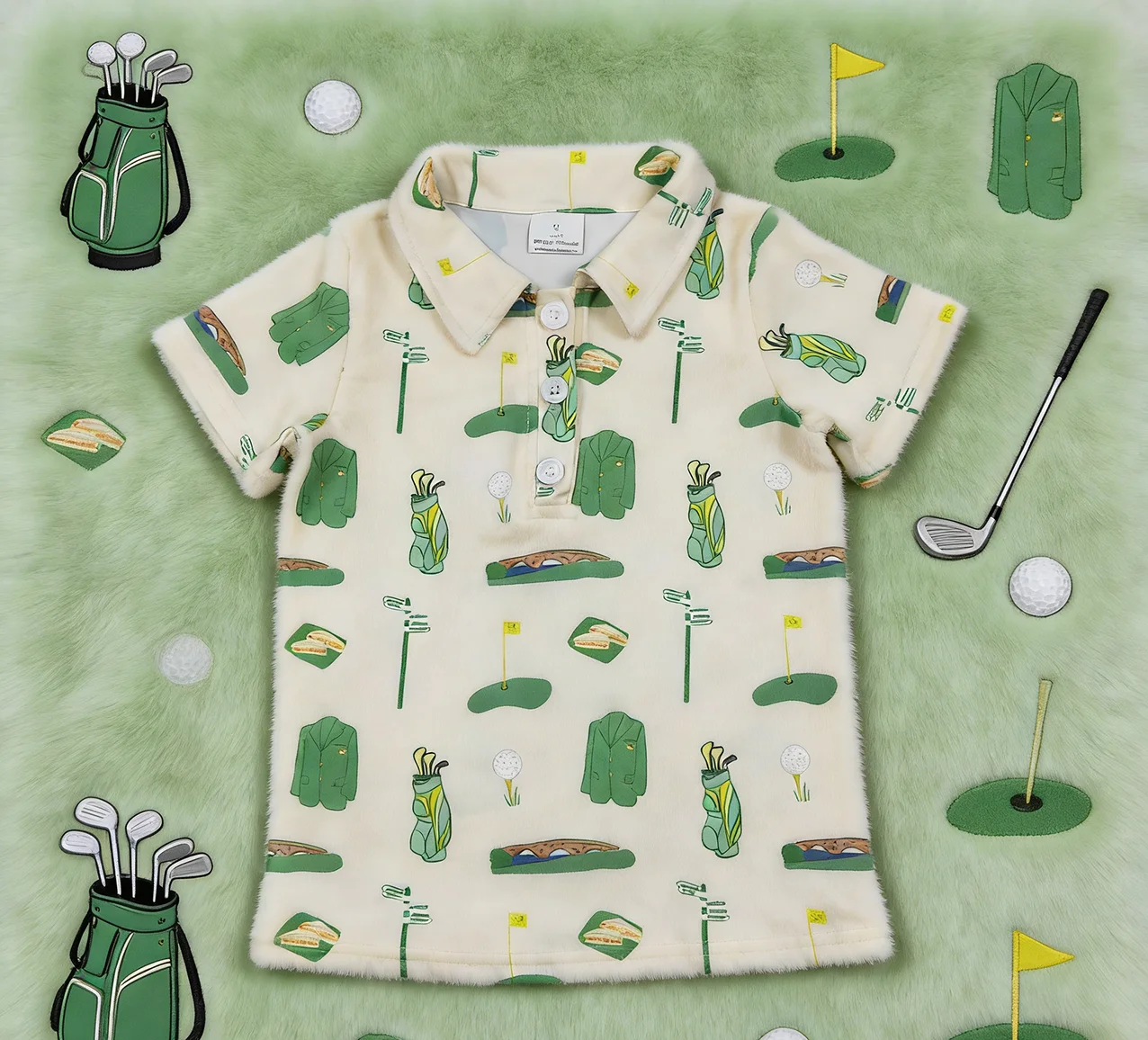 

Z102-02 BT1583 Kids Spring Clothing Short Sleeve Golf Print Shirt Baby Boys Top