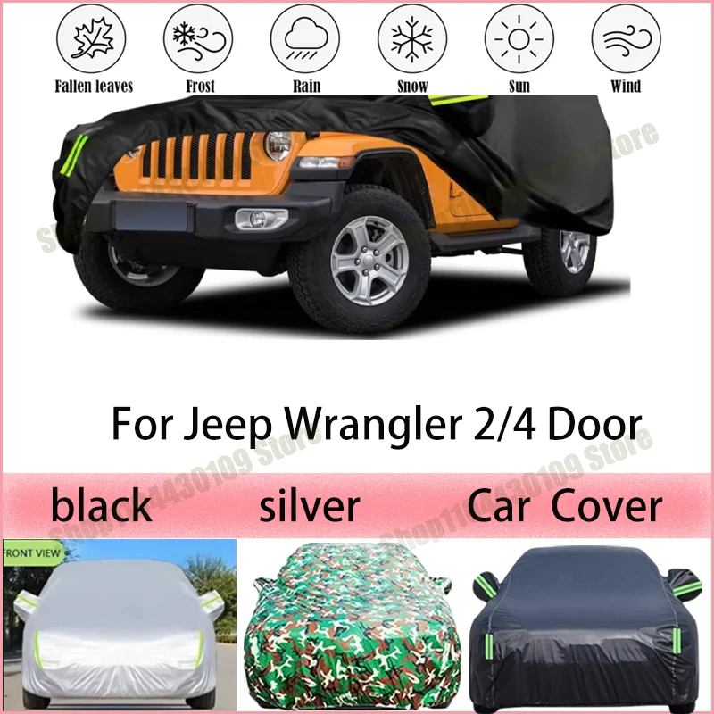 

Всепогодный чехол для автомобиля Jeep Wrangler (2/4 двери) из полиэстера 210T: водонепроницаемый, с защитой от УФ-излучения и пыли, для наружной защиты