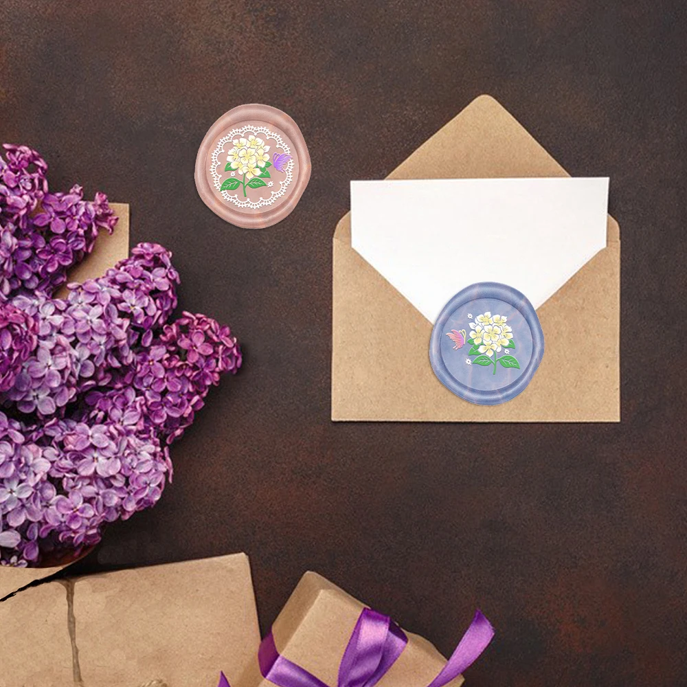 Plants Hydrangea Wax Seal Stamp Lotus Flower pattern Sealing Wax Stamp 25mm Removable Brass Head for Envelope Card Package Deco