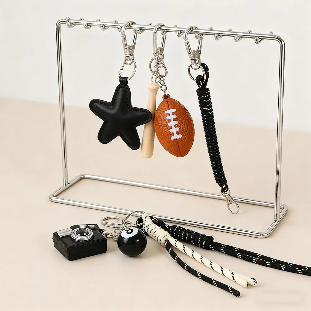 Funny Elegant Rugby Tassel Keychain Alloy Leopard Print Leather Baseball Pendants Woven Rope Dog Versatile Bag Charm Women