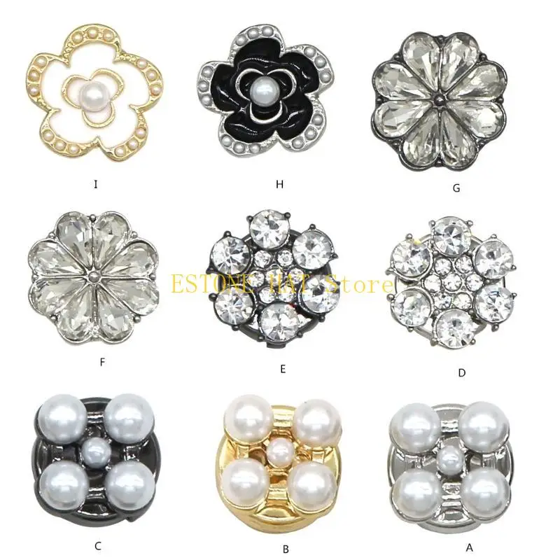 49MF Elegant Rhinestones Flower Shirt Buttons Covers for Business and Casual Shirt