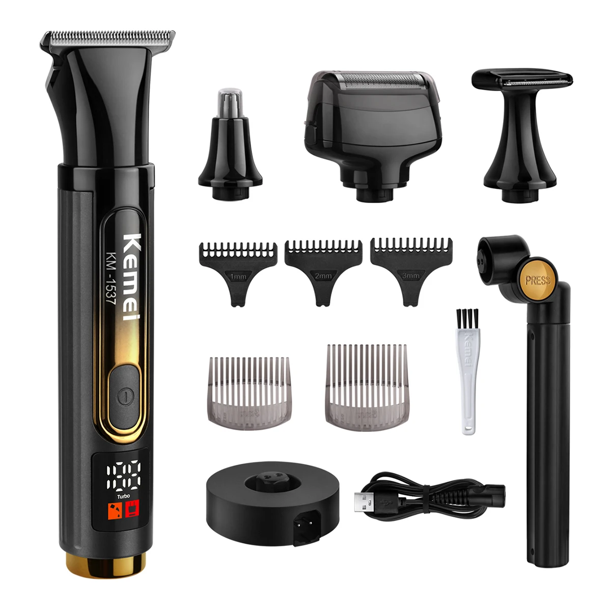 Kemei 4 in 1 Combo Kits Waterproof Hair Clipper Rechargeable Hair Trimmer Professional Electric Shaver Beard Trimmer for Men