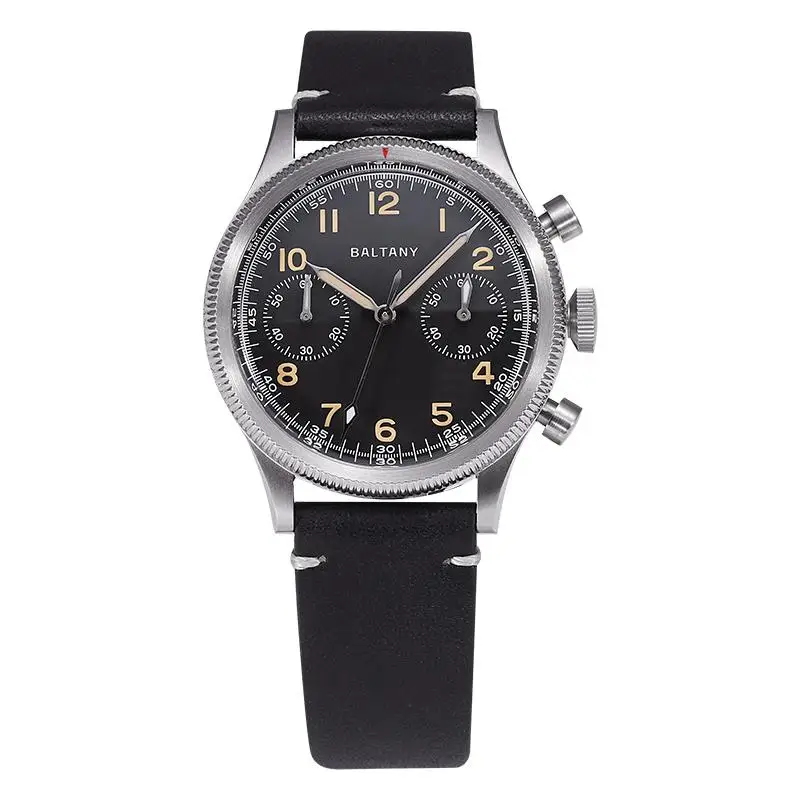 Baltany S5054 Pilot Chrono Quartz Watches Quick Reset Rotating Bezel Vintage Retro Style Sapphire Crystal Swiss Super-LumiNova