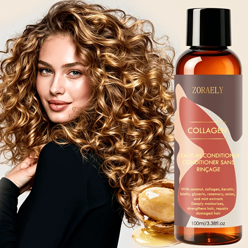 ZORAELY Coconut Leave-In Conditioner. Formulated specifically for curly and coily hair, it moisturizes and detangles. 100 ml