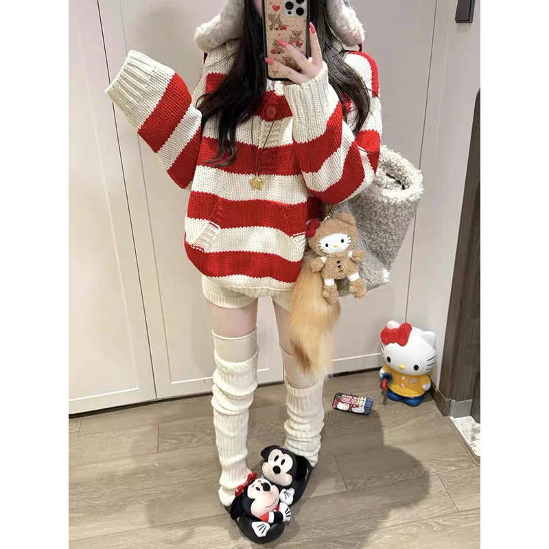 YIBASHU 女性ストライププルオーバーセーターヴィンテージ 2000 年代ジャンパーニットプレッピースタイル長袖カシミヤセーター秋春服