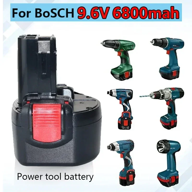 Ni-MH Bateria Recarregável para Bosch, Ferramentas Elétricas Substituir Bateria, 9.6V, 6800mAh, PSR 960, BH984, BAT048, BAT119, L50