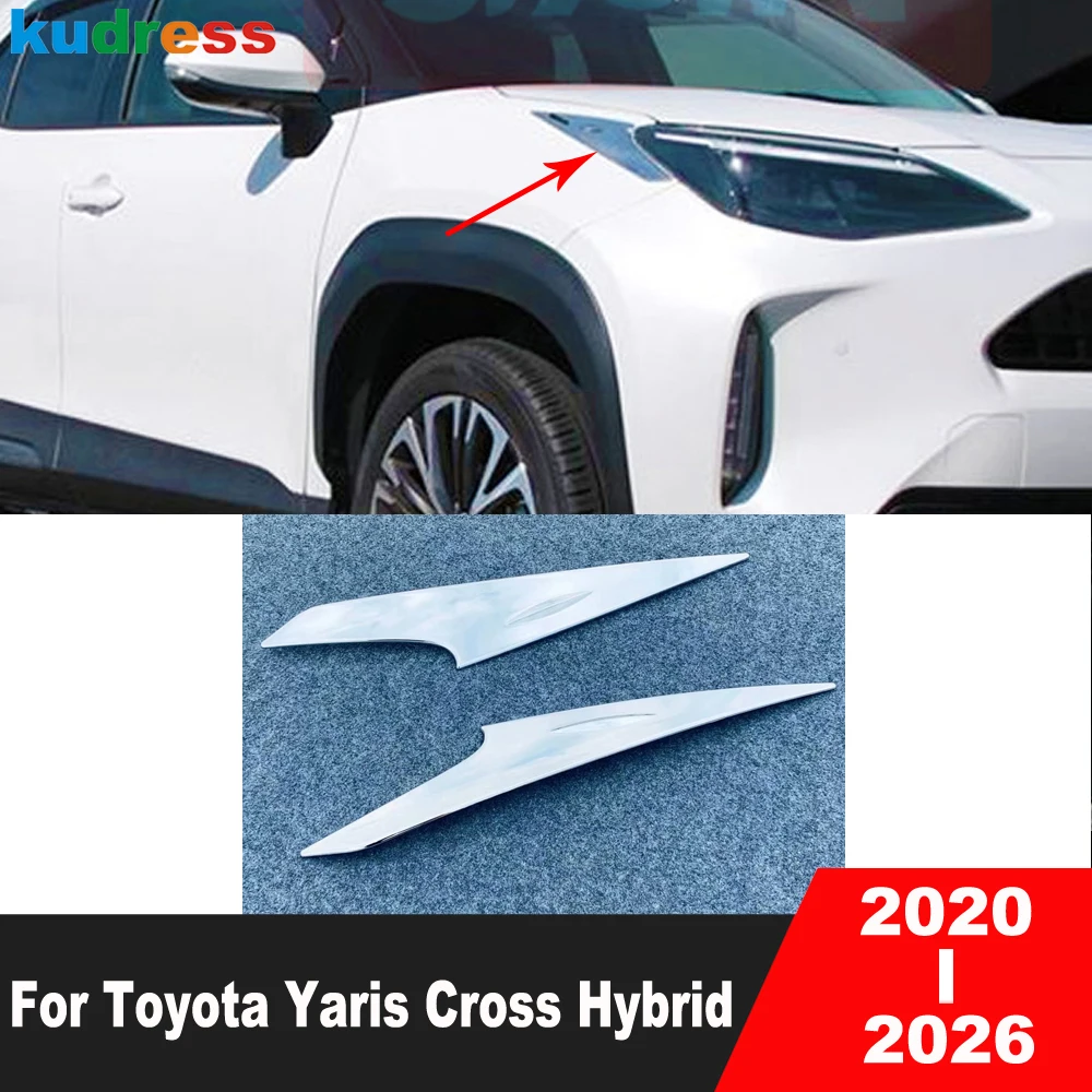 

For Toyota Yaris Cross Hybrid 2020-2024 2025 2026 Chrome Car Front Head Light Lamp Cover Trim Headlight Eyelid Strip Accessories