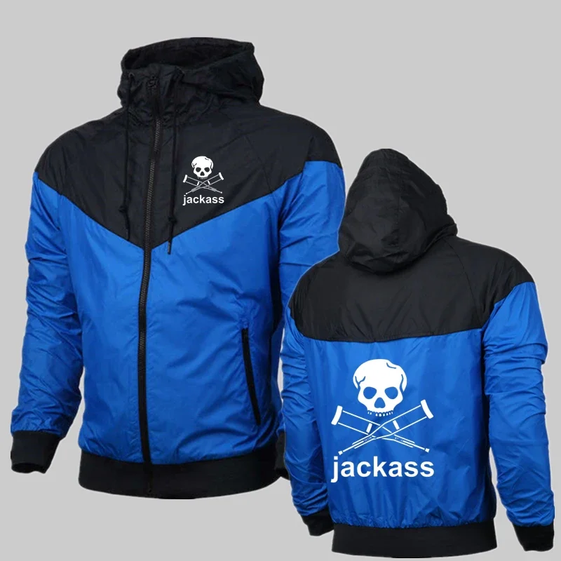 

Autumn New Jackass Forever Logo Printed Custom Made Men Zipper Hoodie Jacket Pocket Casual Formal Hooded Man Streetwear Selling