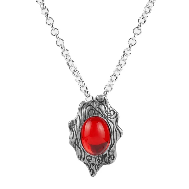 Movie Devil May Cry 5 Dante's Amulet Pendant Necklace Red Gem Inlaid  Cosplay Vintage Necklaces Jewelry Props Accessories