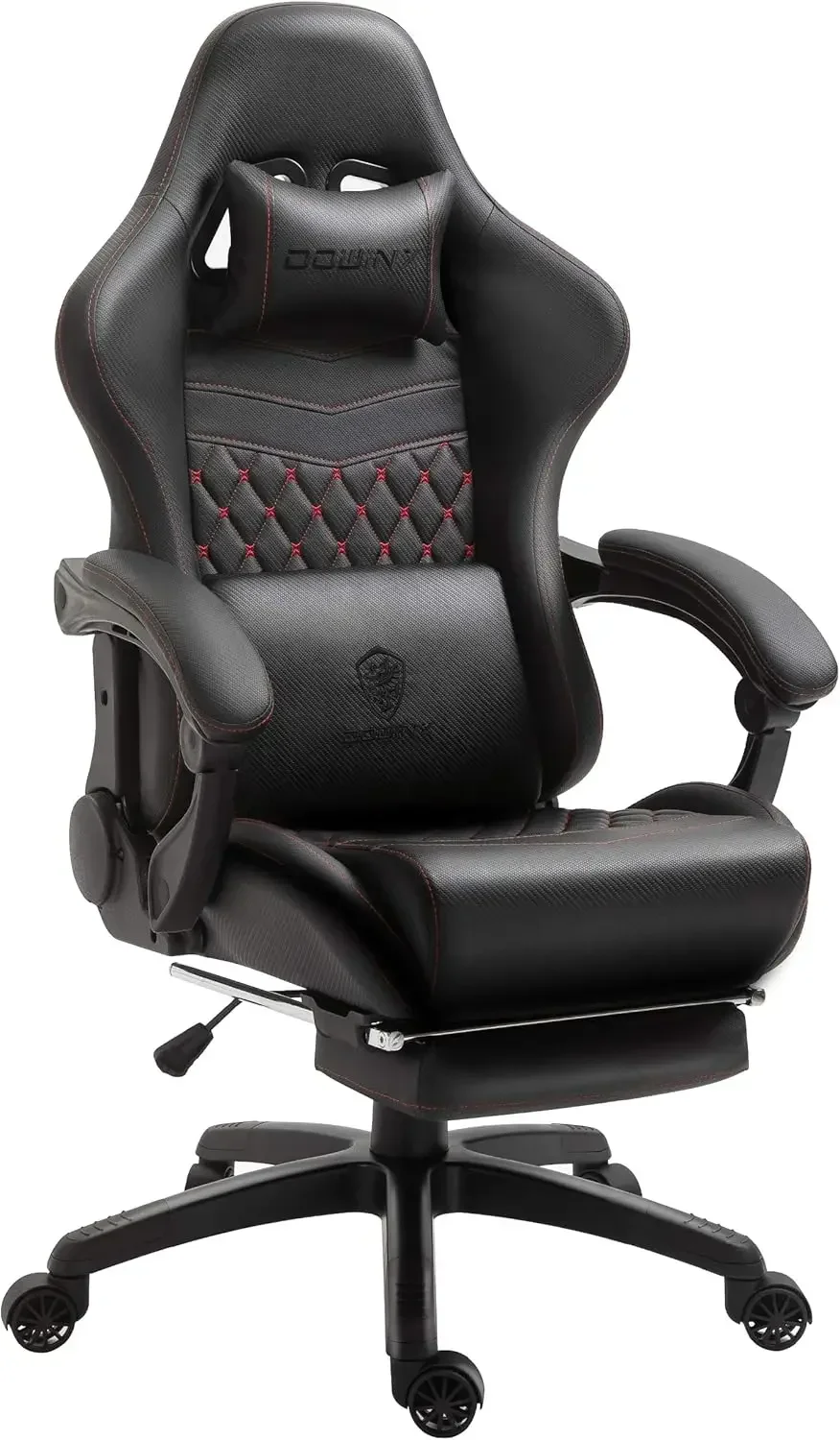 Dowinx Gaming/Office PC Chair with Massage Lumbar Support, Vintage Style PU Leather High Back Adjustable Swivel Task Chair