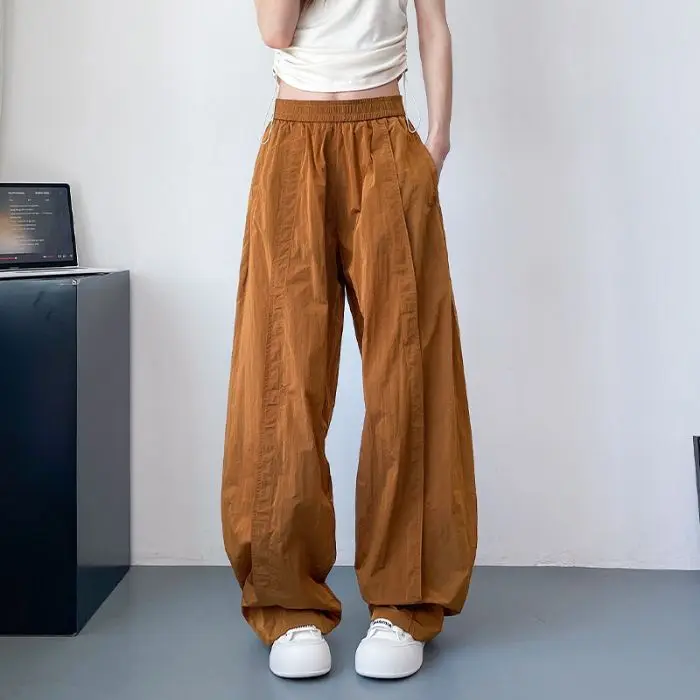 

Ice Silk Wide Leg Pants Women Summer Thin High Waist Loose Casual Quick-Dry Pants Fashion Hip Hop Sports Jogging Sweatpants Y2k