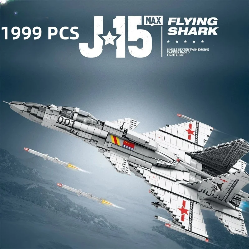 1999 Uds J-15 bloques de construcción de combate portaaviones modelo de avión de combate ladrillos decoración de escritorio juguetes para niños regalos de vacaciones