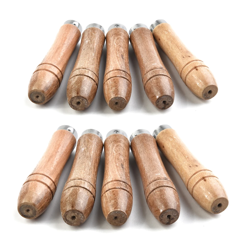 10pcs Wooden File Handle Replacement Strong Metal Collar For File Craft Tool 9cm Rust-proof Handle Woodworking Tools