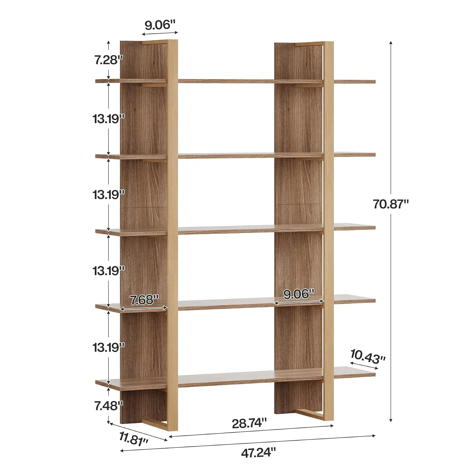 5-Tier Bookshelf Open Metal Frame 71