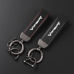 Deluxe Leather Keychain with Car Badge Keychain Pendant For DODGE VIPER