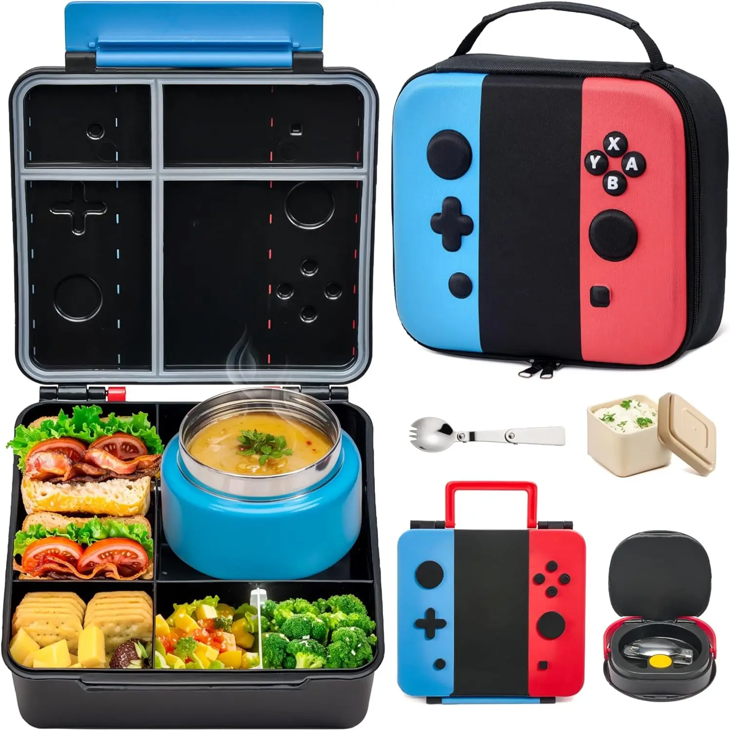 

Kids Insulated Lunch Box Set with Thermo Jar, Bento Box & Bag, Leakproof for School Travel