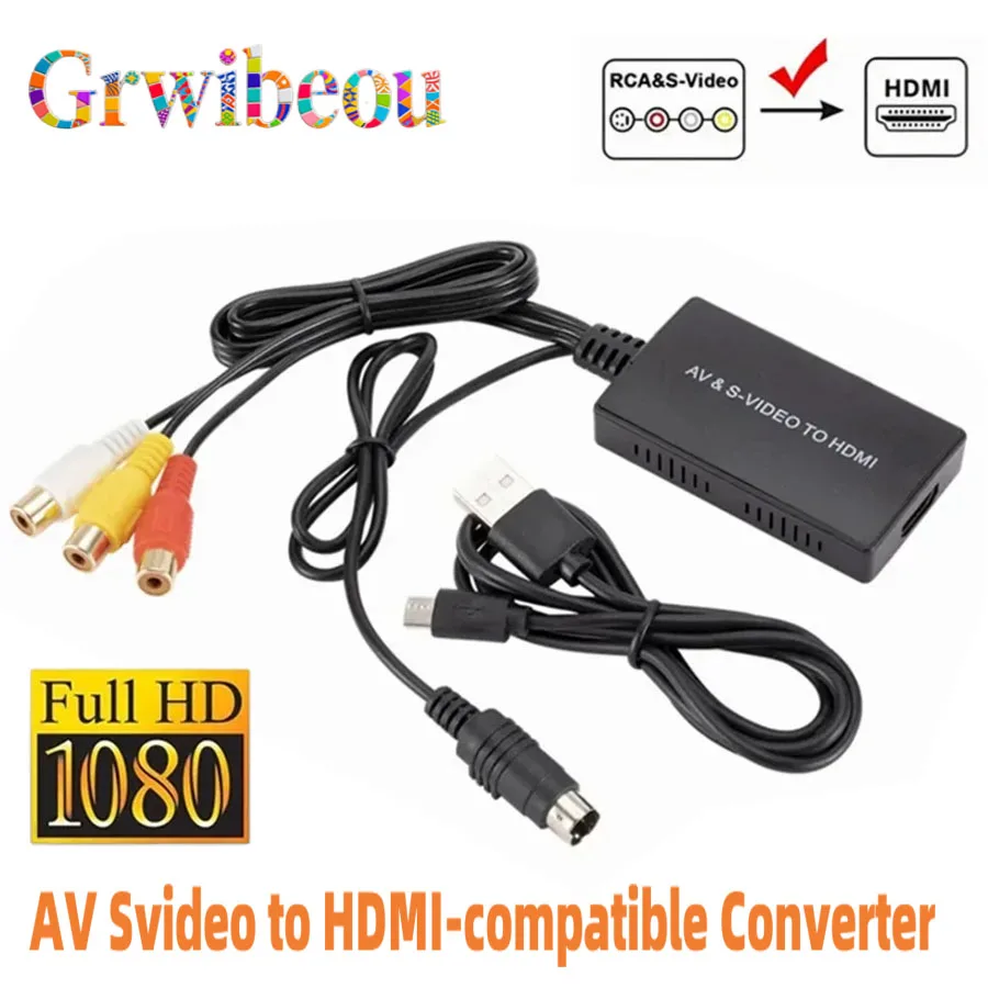 1080P AV Svideo إلى HDMI محول الفيديو المتوافق RCA إلى HDMI كابل محول متوافق مع DVD HD TV STB متوافق مع PS3/PS2 #1