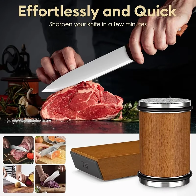 

Rolling Knife Sharpener Magnetic Knife Holder Diamond Sharpening Stone Kit with 15 and 20 Degrees Angle Roller Kitchen Accessory