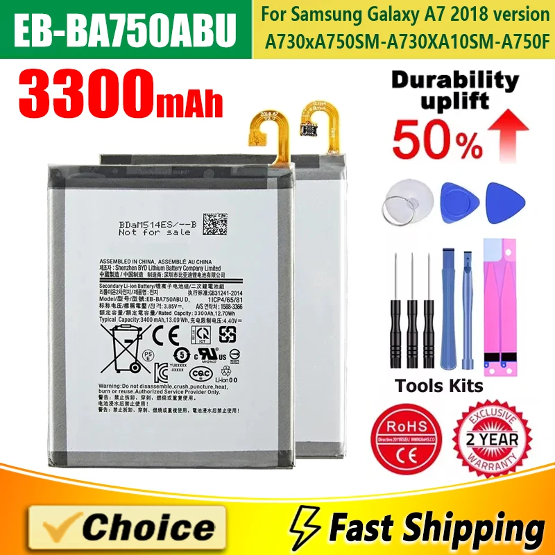 EB-BA750ABU,Brand New Replacement Phone Battery+Tool,For SAMSUNG Galaxy A7 2018 version SM-A730x A10 A750 SM-A750F,3300mAh