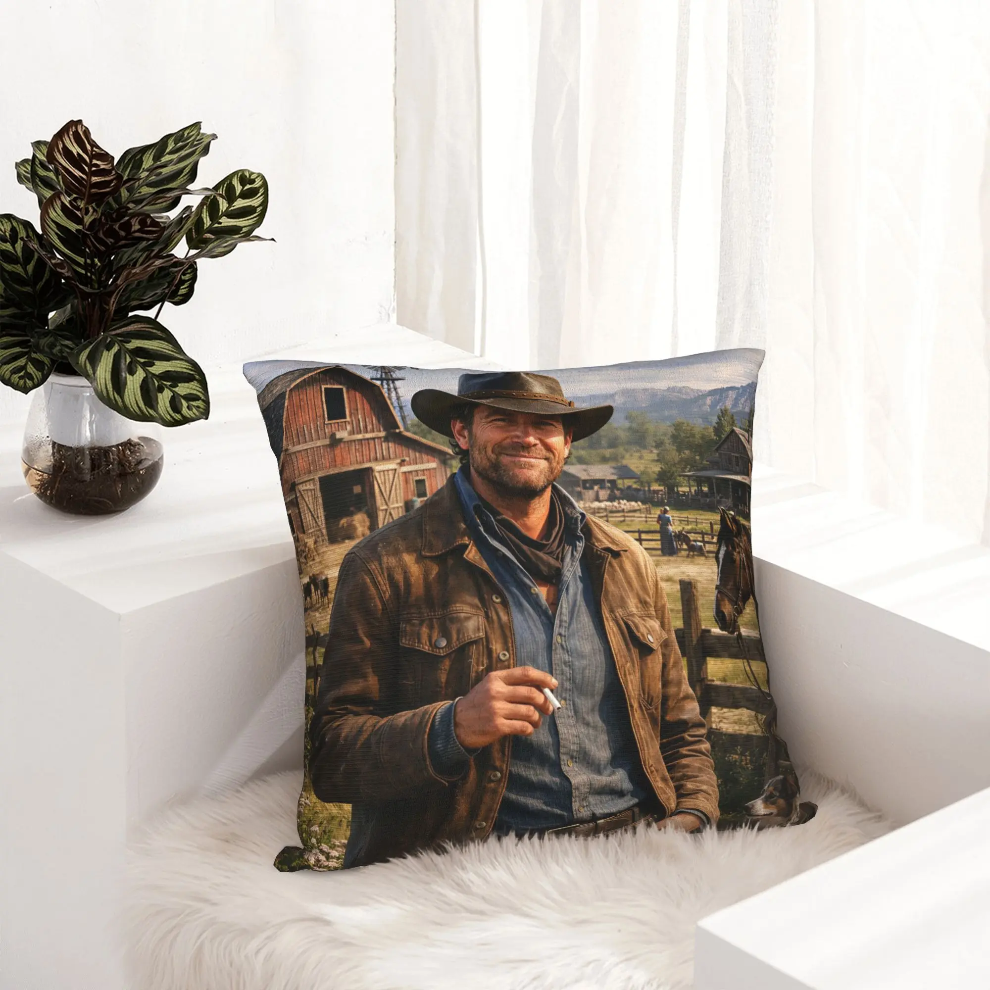 Nordic Arthur Morgan Cushion Cover Velvet Farm Ranch Pillow Case Home Decorative