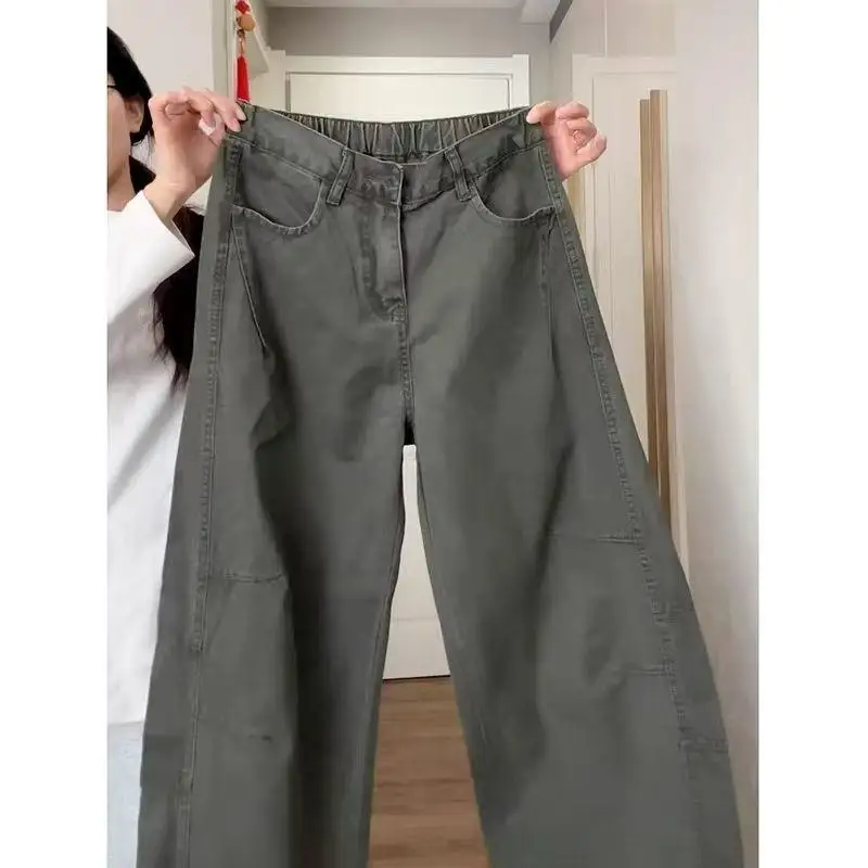 

Винтажные рабочие брюки в стиле милитари унисекс, свободные джинсы с широкими штанинами, американские прямые длинные брюки из хлопка для повседневной носки