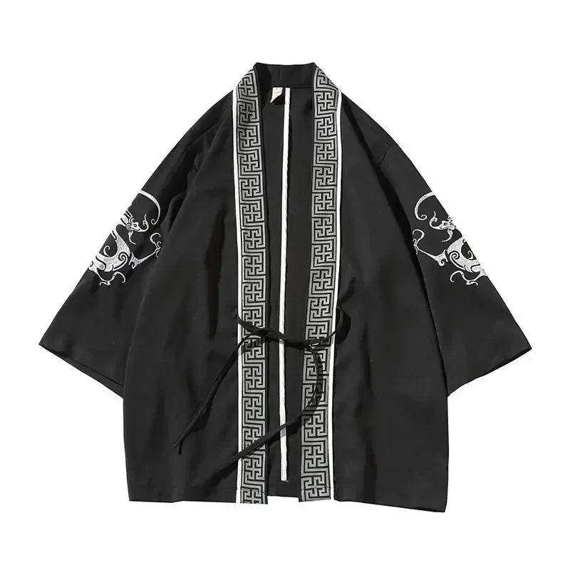 Chinese Men's Hanfu Japanese Kimono Cardigan Jacket Ancient Style Ukiyoe Ancient Costume Robe Cape