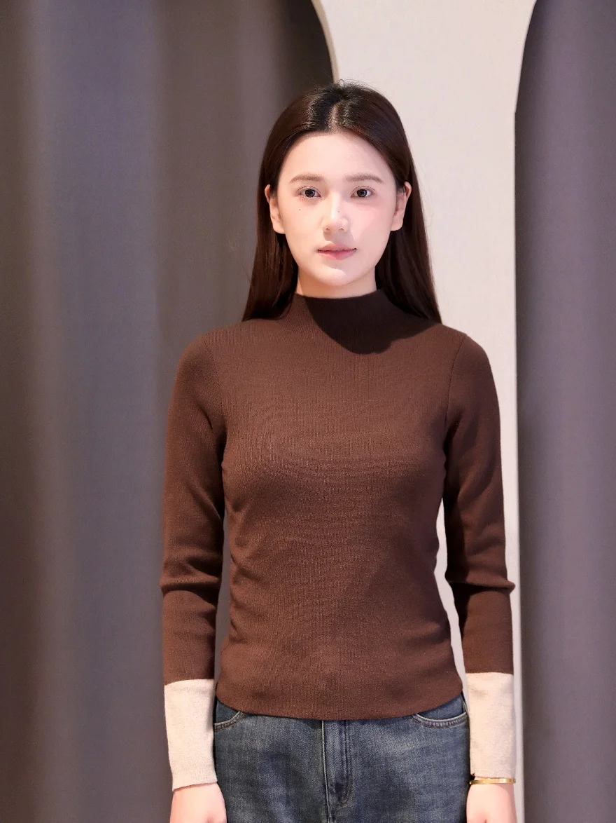 

mat Sle Women's Knitted Sweater f High Collar Base Layer irt Inner Wear Autumn Winter Polyester Acrylic Wool Bl...