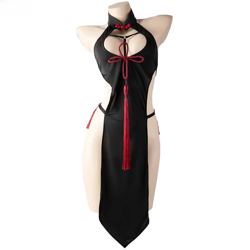 

2025 New Hot Erotic Sexy Anime Girl Chinese Knot Tassel Chi-pao Dress Uniform Women Cheongsam Outfits Cosplay Costumes