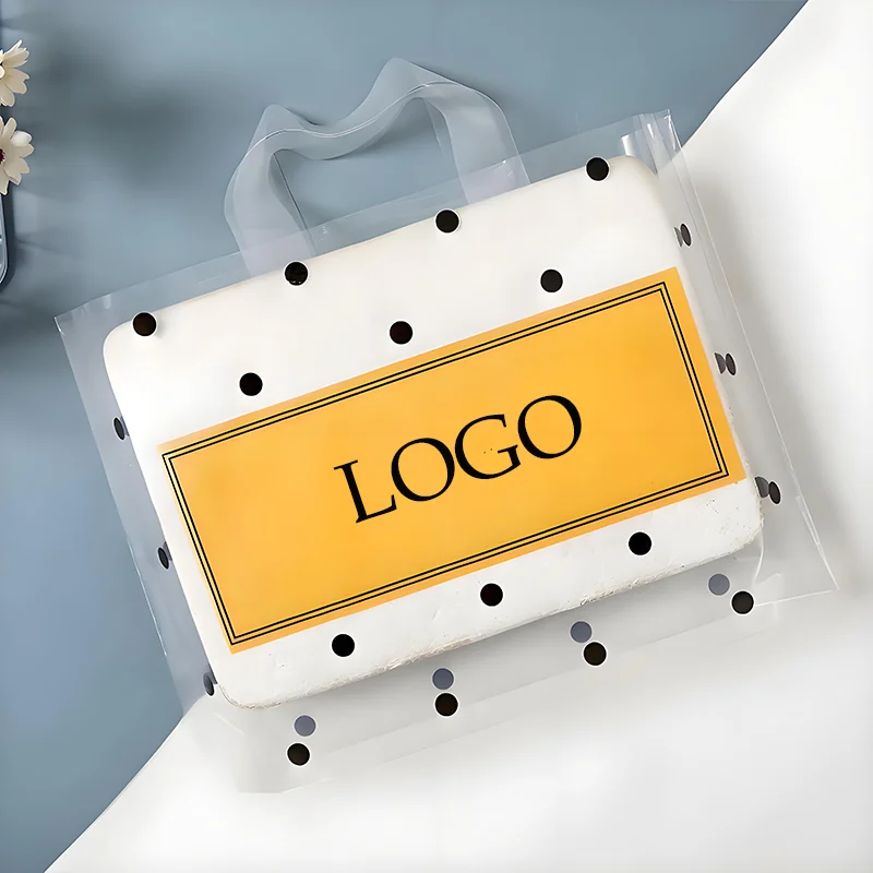 

200Pcs/lot Custom Logo Colorful Shopping Bags With Handle Plastic Gift Bag Print One Color Logo On Both Side Free Desgin Print