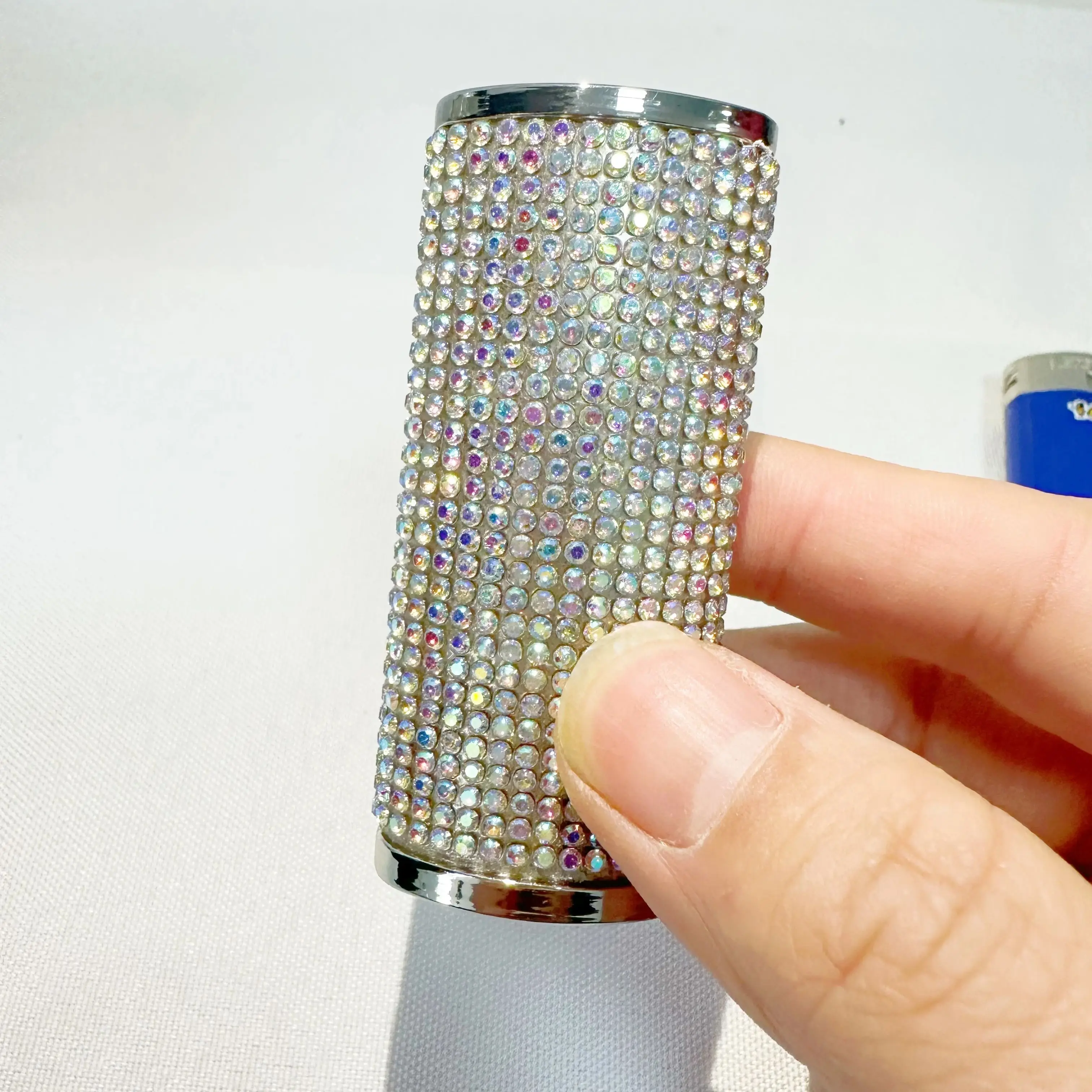 For Big Original BIC J6 Lighter Designer Case Shiny Diamond Metal Shell DIY Metal  Cover and Cases Holder  No Lighter