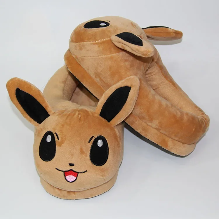 

Anime Pokemon Eevee Plush Slippers Full Pack Warm Cotton Shoes Thickened Non-slip PP Cotton Stuffed Christmas Gift for Couples