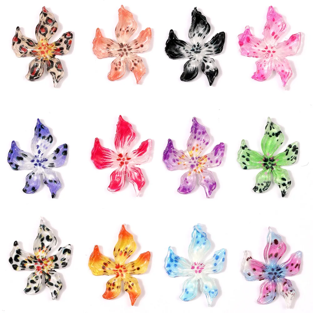 50 pezzi di fiori in acrilico morbido per nail art, accessori, parti in resina per la decorazione delle unghie, design, forniture per manicure, materiale giglio