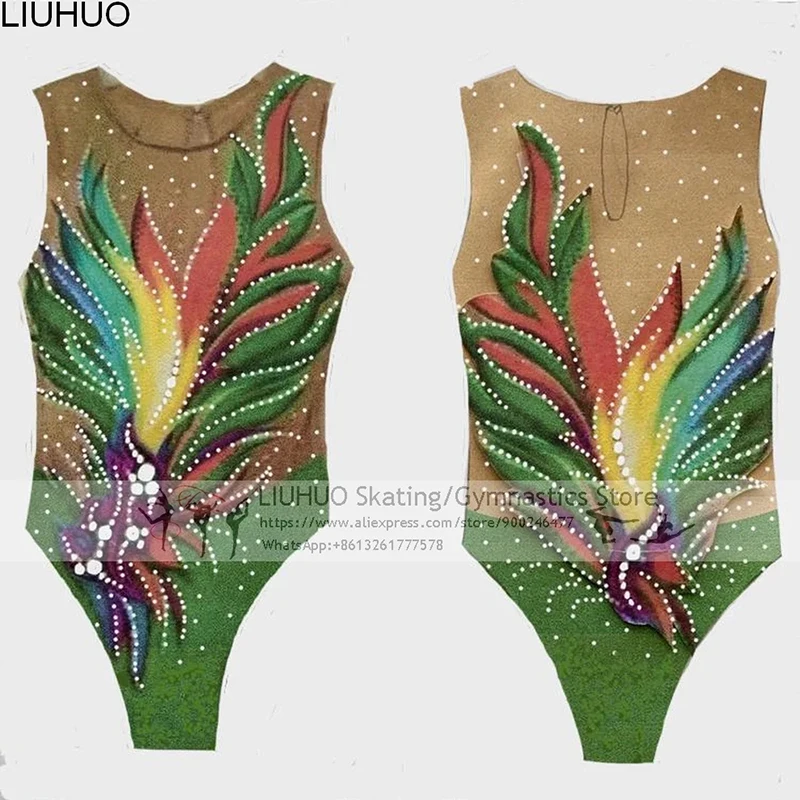LIUHUO Girls Synchronized Swimming Suits Women Performance Wear Rhythmic Gymnastics Dress Ballet Ice Skating Dance Leotards