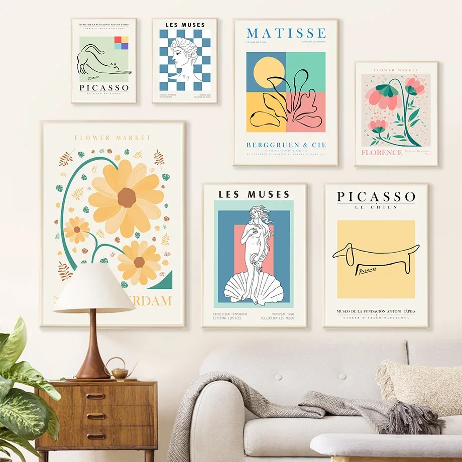 

Abstract Matisse Les Muses Picasso Flower Market Gallery Wall Art Canvas Painting Posters Prints Pictures For Living Room Decor