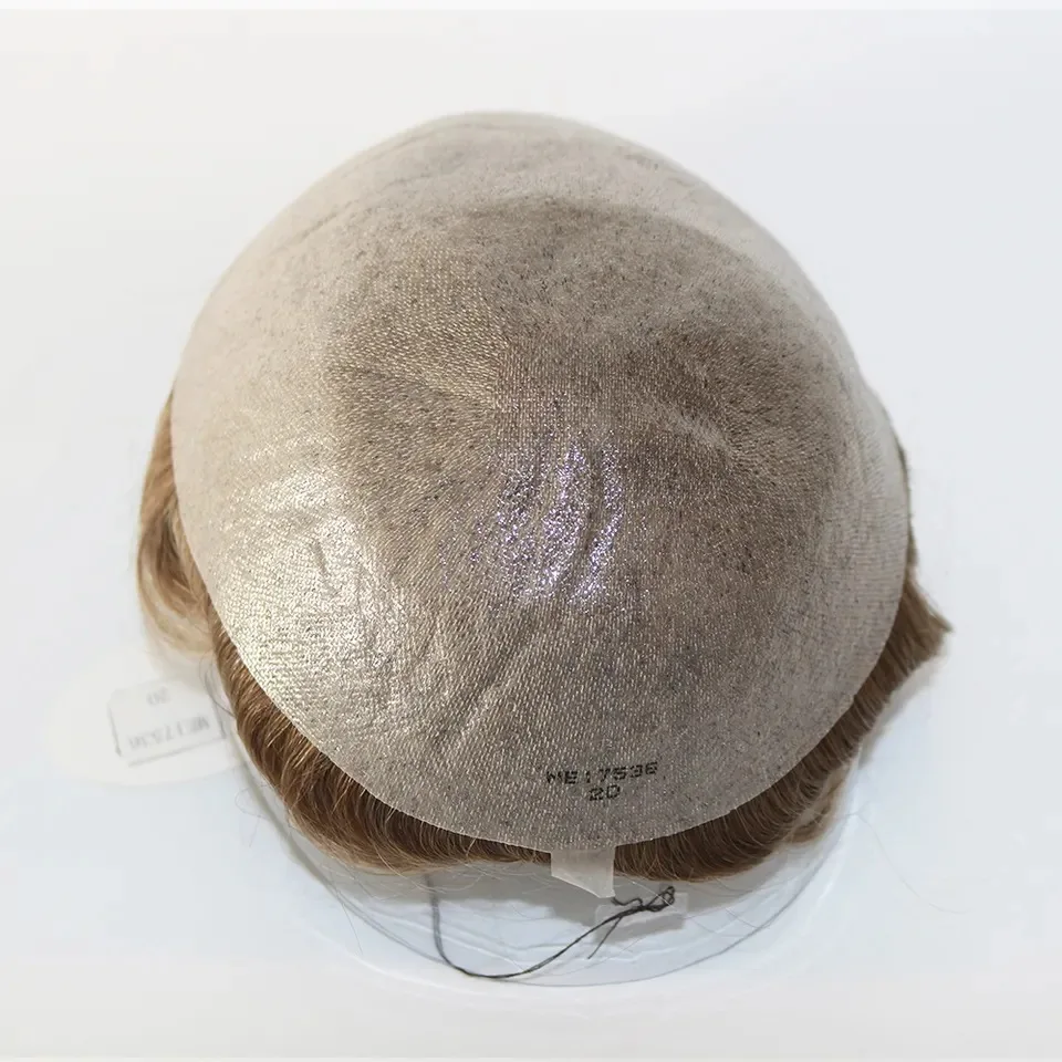 7*10 Ultra-thin PU Poly Base  Skin Base 100% Density Brown Men's Human Hair Durable Men's Wig Capillary Prosthesis System