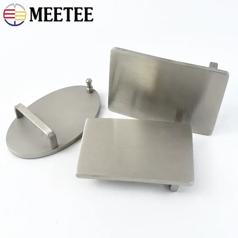 Meetee 1pc 35mm/40mm Stainless Steel Belt Buckles Metal Smooth Plate Buckle for Men\'s Waistband Head Pin Automatic Clasp Crafts