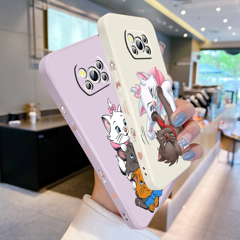 Cat Adventures Mary Cartoon Liquid Left Rope For Xiaomi Mi Poco X6 X5 X4 X3 M6 M5 M5S M4 M3 F5 F4 F3 C65 C55 C40 Pro 5G 4G Soft