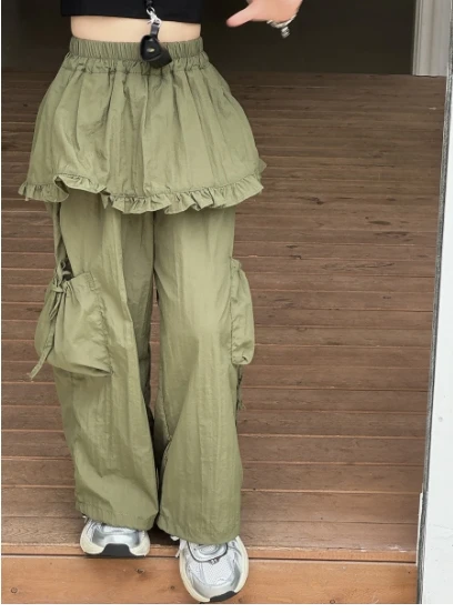 

Girls Pants 2025 Summer New Childrens Clothes Korean Style Baby Girl Fashion Fart Curtain Overalls Casual Simple Daily