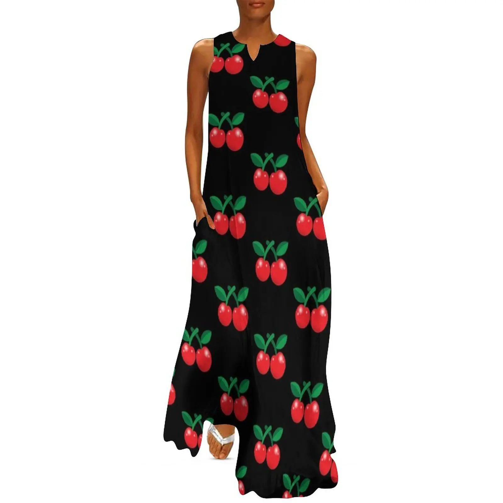 

Super cute red cherries Long Dress clothing women summer 2025 women evening dress Dresses gala