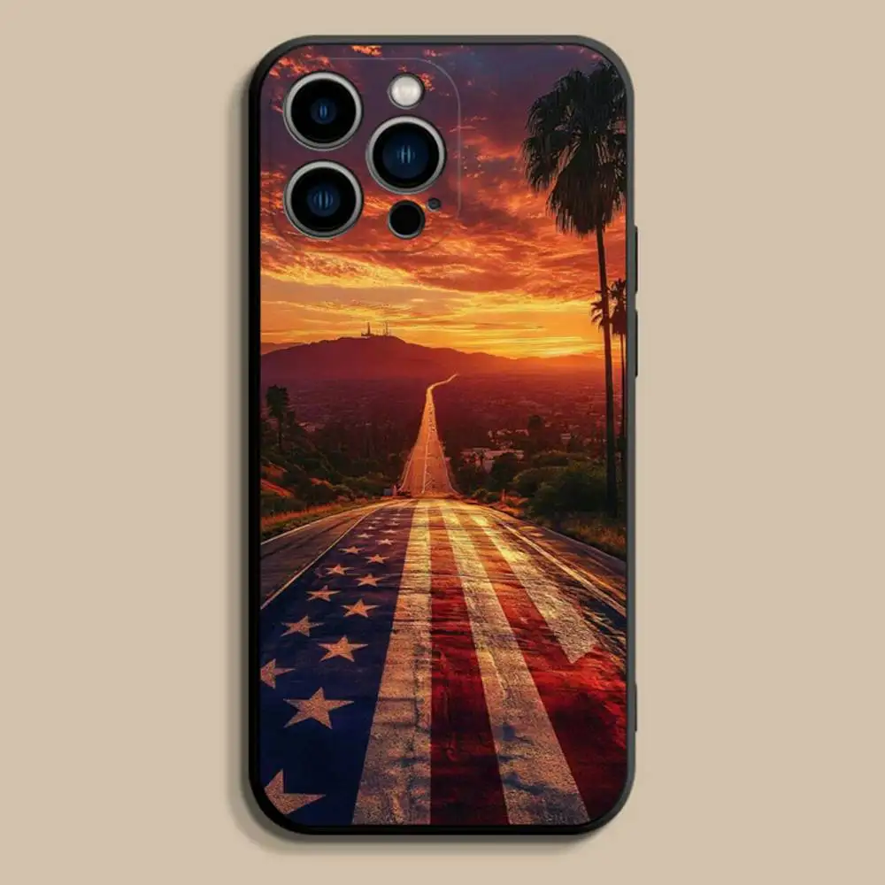 A-America USA F-Flag Phone Case For iPhone 17,16,15,14,13,12,Pro,Max,Plus,E,SE4,Air,Mini Black Soft Cover