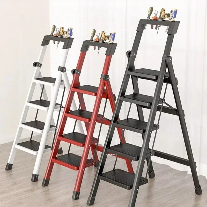 Indoor Folding Ladder Telescopic Herringbone Ladder Home Carbon Steel Step Ladders Multi-layer Staircase Storage Ladder