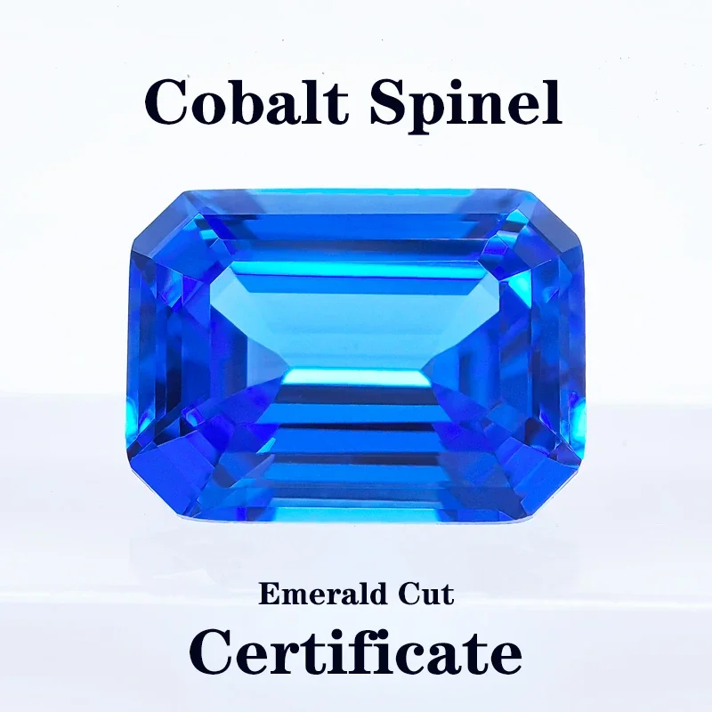 Cobalt Spinel Emerald Cut Charms Gemstones Extremely Shiny Quality DIY Ring Necklace Earrings Main Materials Certificate