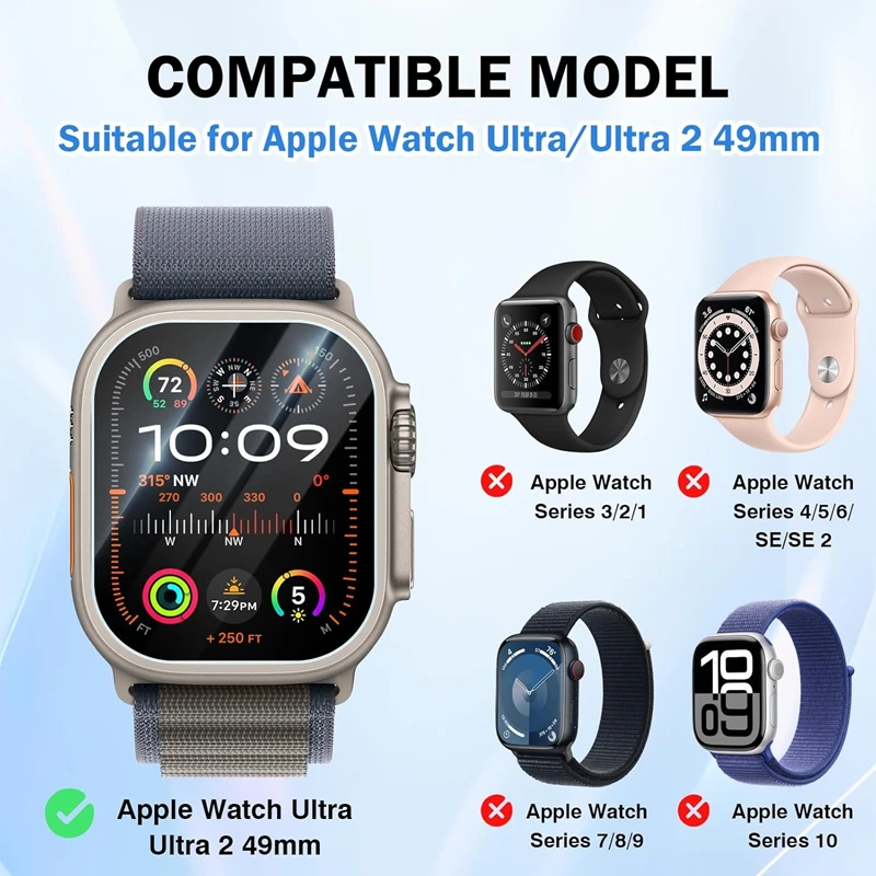 زجاج مقسى لساعة أبل الترا 1 2 3 49 ملم واقي شاشة الخصوصية IWatch Ultra 49 ملم ثانية تركيب طبقة رقيقة واقية