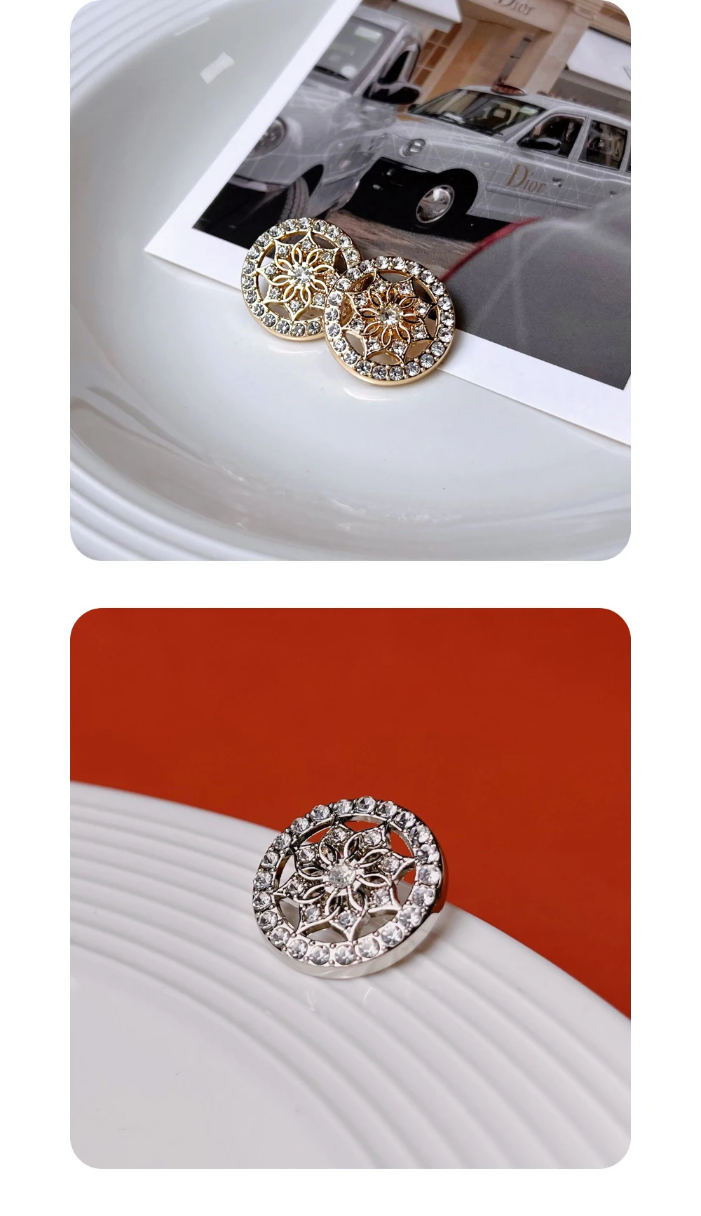 10 Stück Diamant eingelegte Blume Metallknöpfe Nähen Scrapbooking Kleidung Ledertasche DIY Handwerk Pullover Dekorativer Knopf 20MM – Detail 5