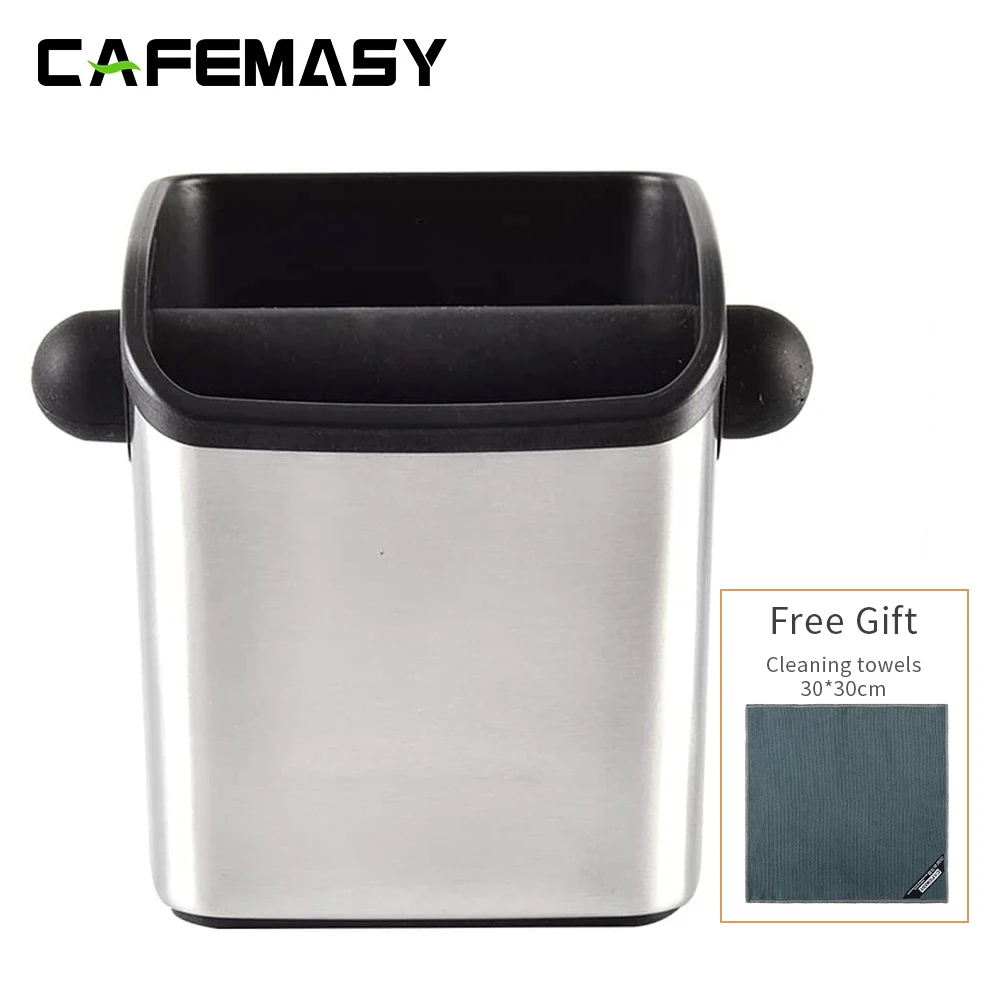 Knock Box for Espresso Coffee Grounds Stainless Steel Anti Slip Coffee Grind Dump Bin Barista Household Tools Cafe Accessories