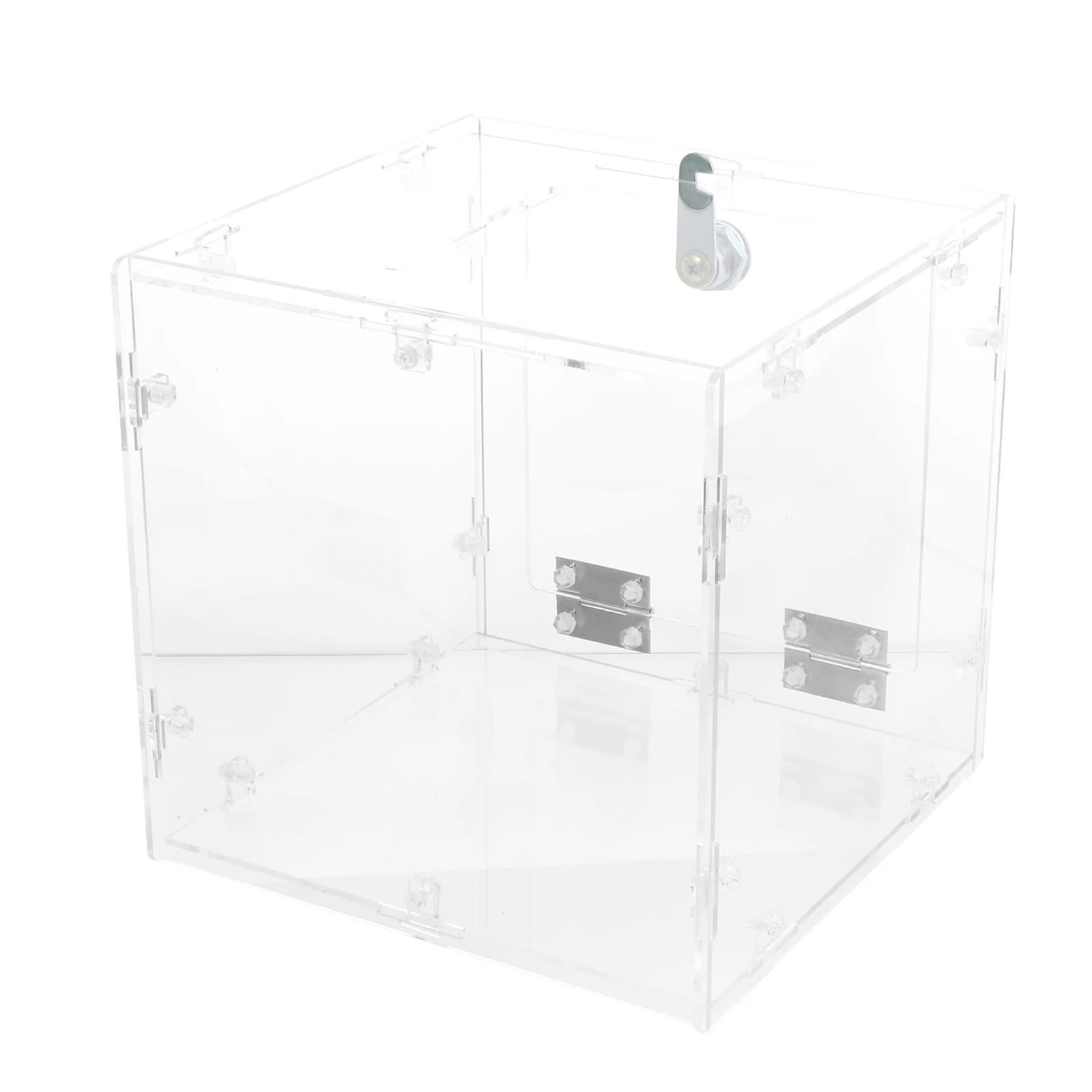 

Acrylic Ballot 20x20x20cm Acrylic Box Clear Lockable DIY Assembly Donation Ticket Container Square Storage