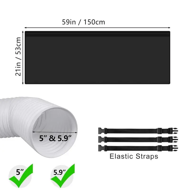 Air Conditioner Hose Cover Air Conditioner Hose Cover Wrap Heat Reduction Duct Vent Accessories With 3 Adjustable Straps For