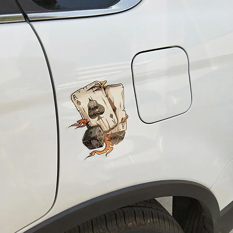 Personality Car Stickers Decor Motorcycle Decals Skull Ace Dice  Decorative Accessories Waterproof Vinyl Decal,17cm*14cm