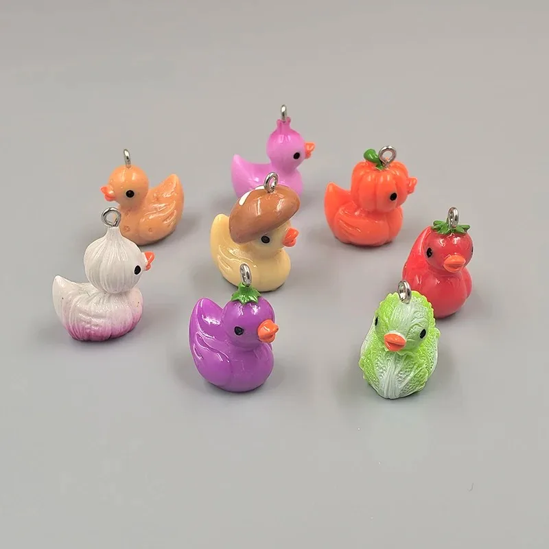 10Pcs Creative Vegetable Duck Resin Charms for Jewelry Making Findings New Handmade Charms Diy Earrings Keychain Bags