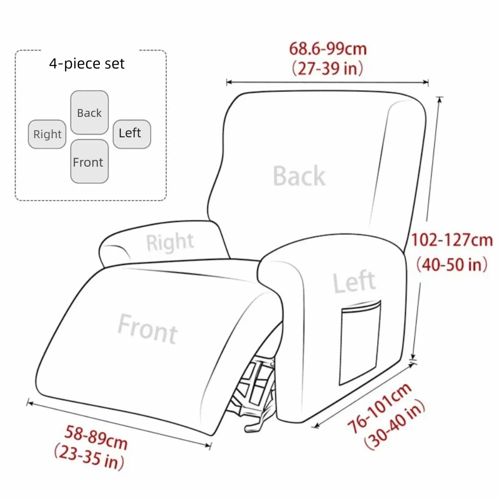 Elastic 1 Seat Sofa Cover Stain Resistant Wear-resistant Recliner Cover Non Slip Anti-Pet Scratching Couch Cover Bedroom